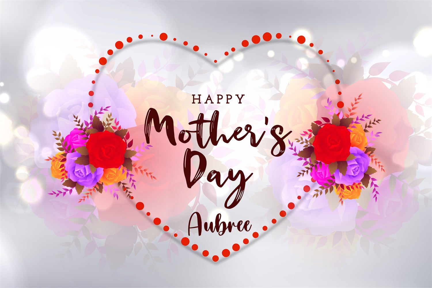 Backdrops For Mother's Day Glow Heart Floral Personalized Backdrop UK GQ3-176