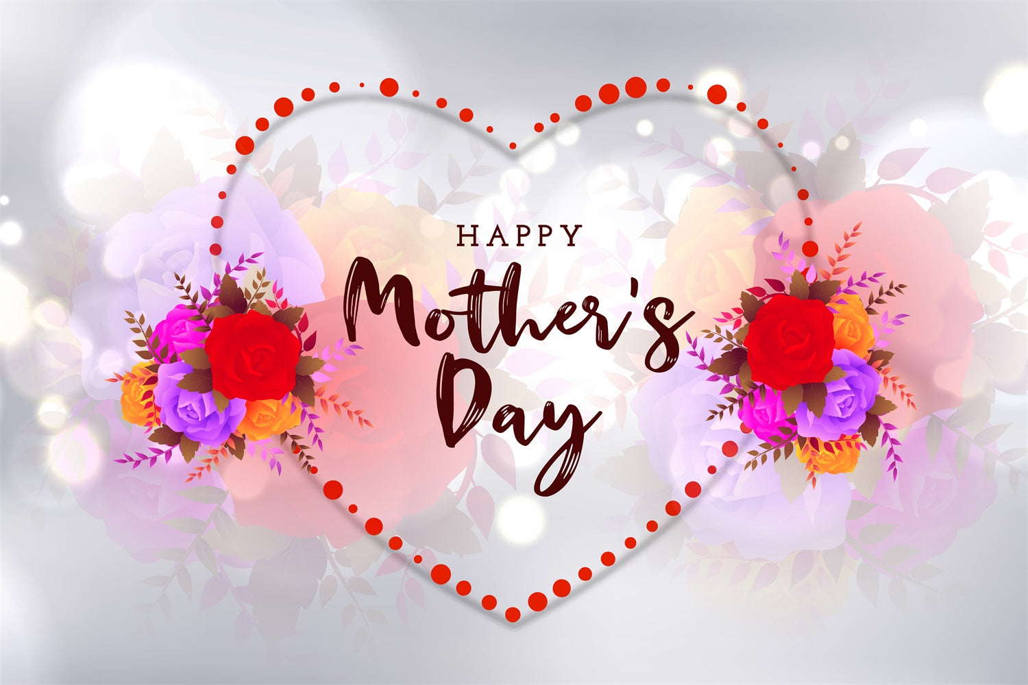 Backdrops For Mother's Day Glow Heart Floral Personalized Backdrop UK GQ3-176