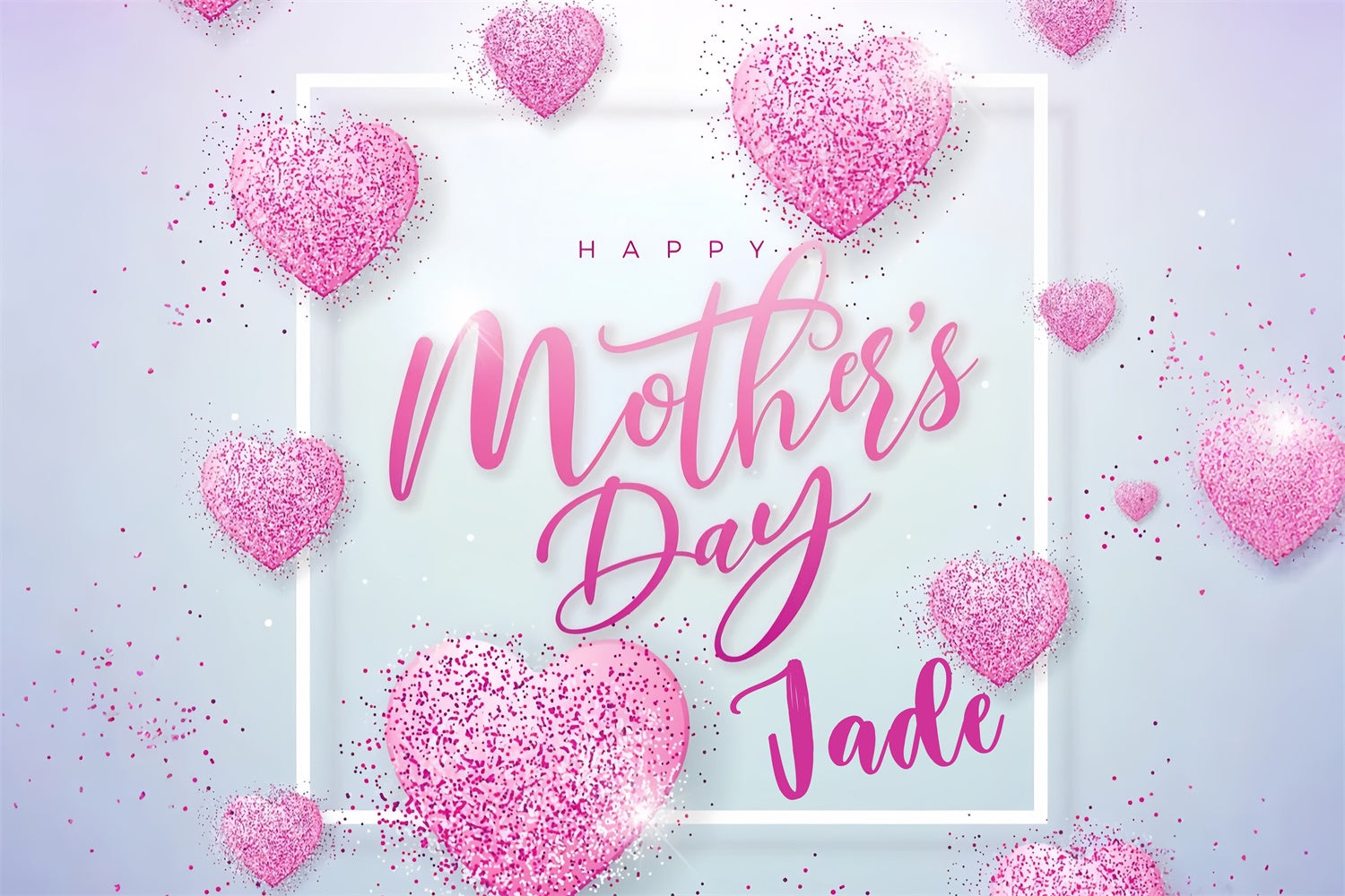 Mothers Day Photo Backdrop Sparkling Pink Heart Custom Backdrop UK GQ3-177
