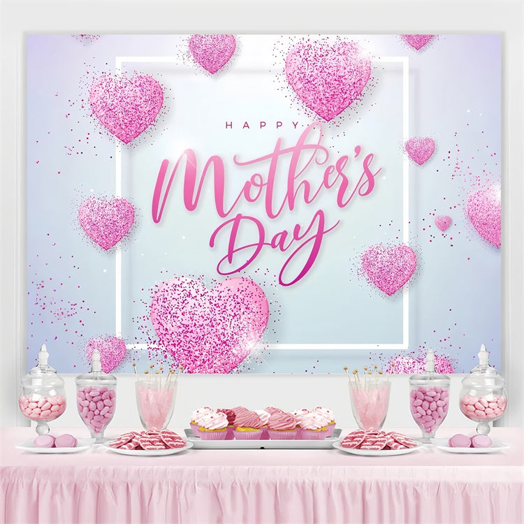 Mothers Day Photo Backdrop Sparkling Pink Heart Custom Backdrop UK GQ3-177