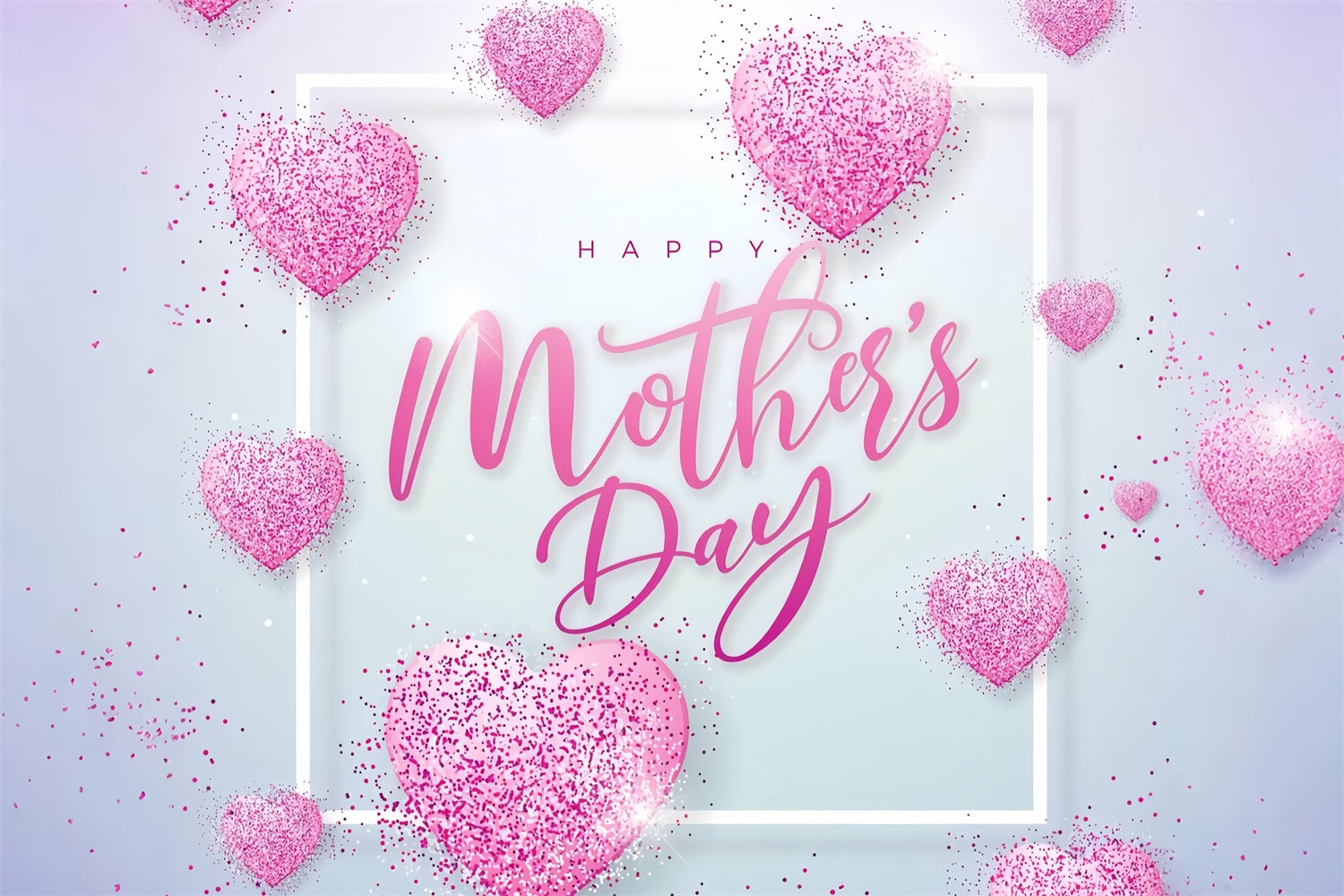 Mothers Day Photo Backdrop Sparkling Pink Heart Custom Backdrop UK GQ3-177