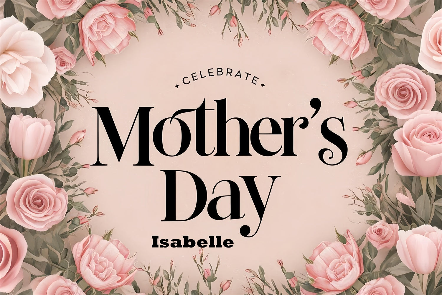 Mothers Day Backdrop Ideas Blush Rose Garland Personalized Backdrop UK GQ3-180