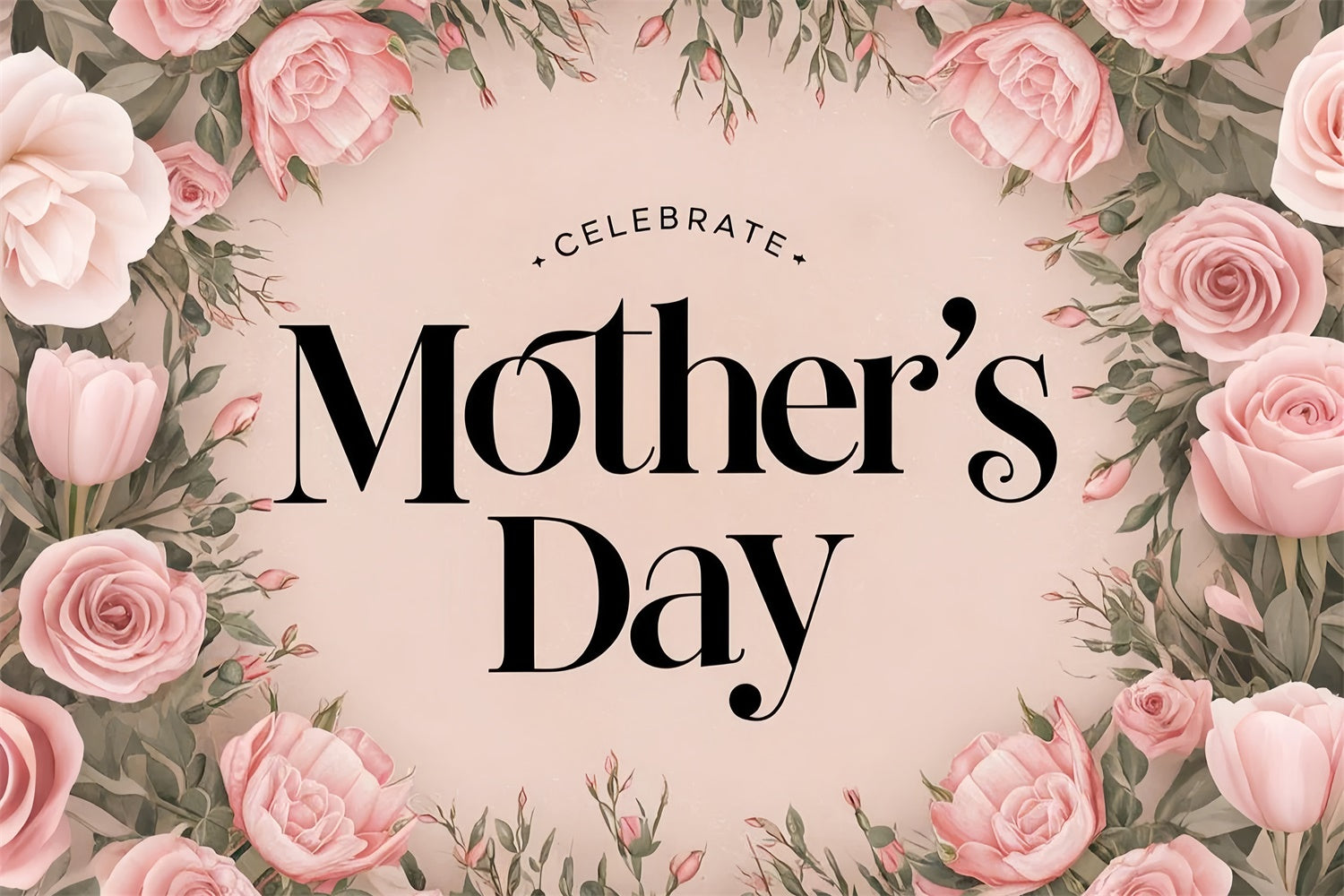 Mothers Day Backdrop Ideas Blush Rose Garland Personalized Backdrop UK GQ3-180