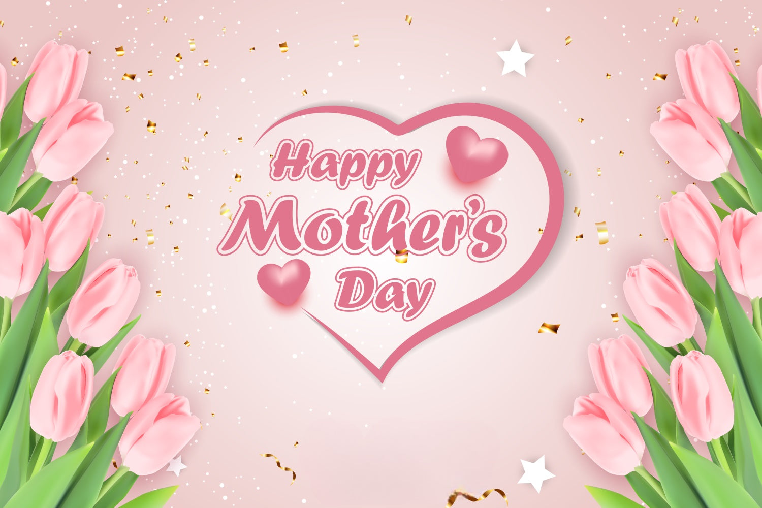 Mothers Day Backdrops Pink Tulips Romantic Customized Backdrop UK GQ3-183