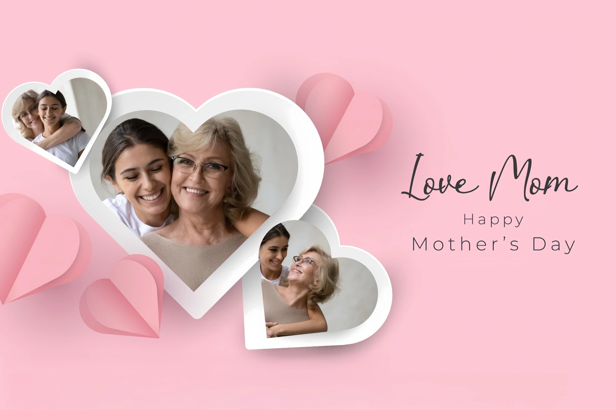 Backdrops For Mother's Day Heart Frame Pink Customized Backdrop UK GQ3-184