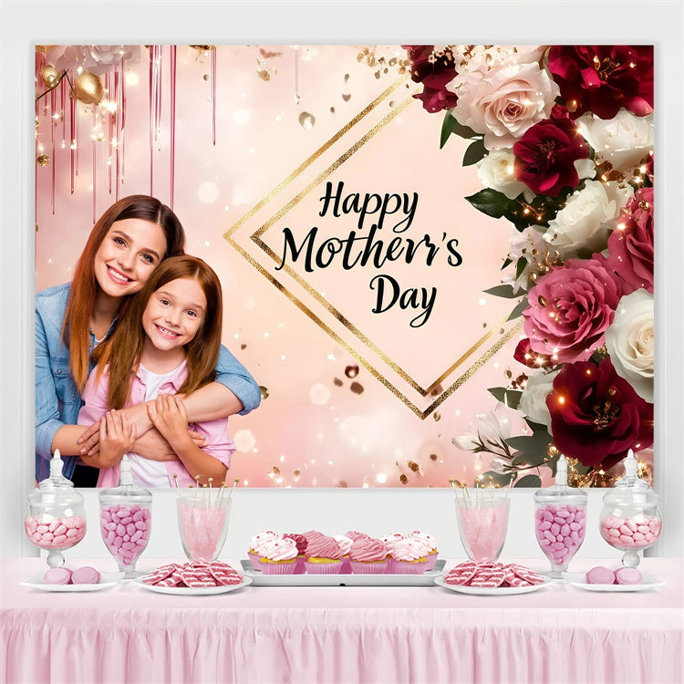 Mothers Day Photo Backdrop Glamorous Floral Sparkles Custom Backdrop UK GQ3-186