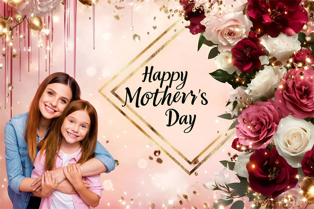 Mothers Day Photo Backdrop Glamorous Floral Sparkles Custom Backdrop UK GQ3-186