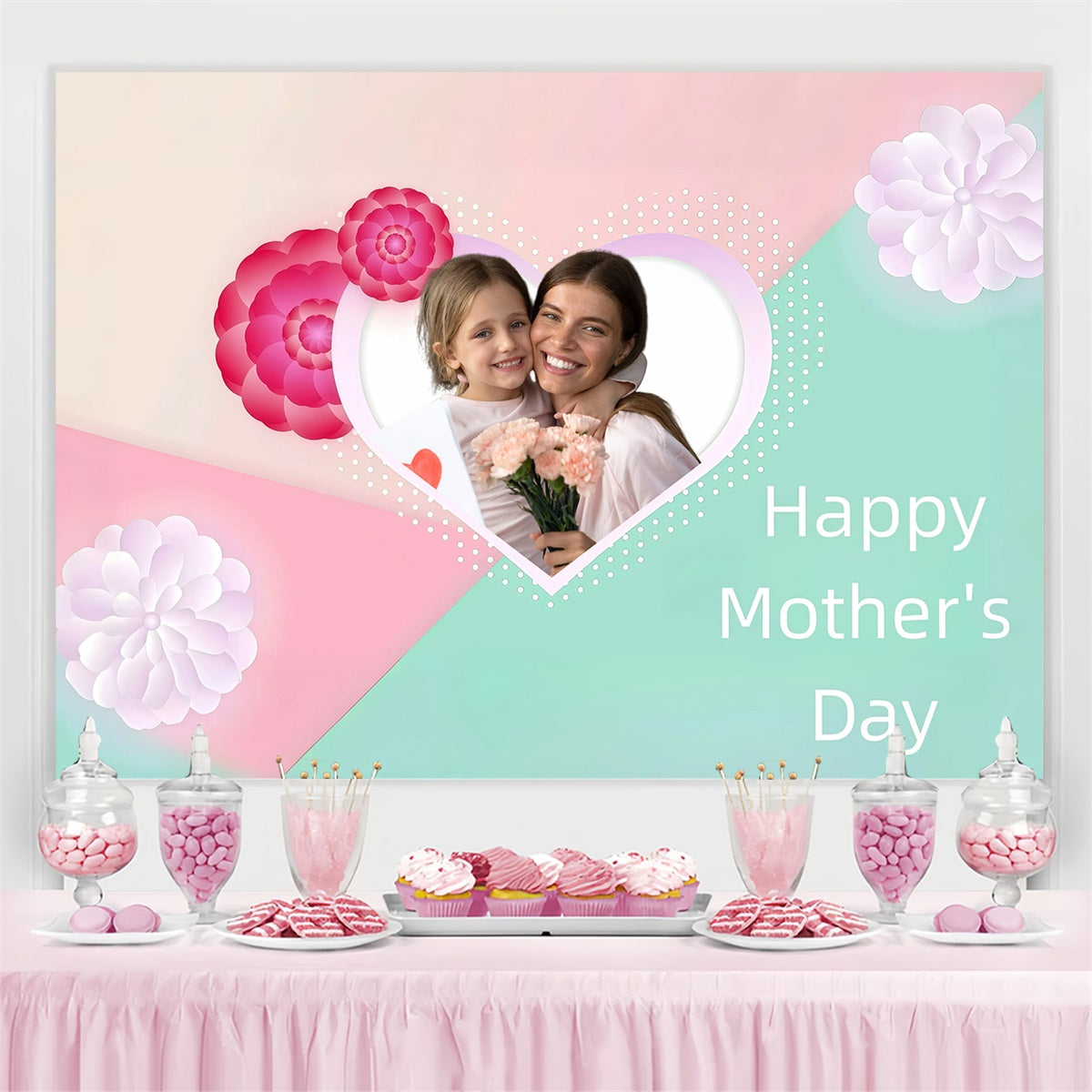 Mother's Day Backdrop Floral Heart Frame Personalized Backdrop UK GQ3-187