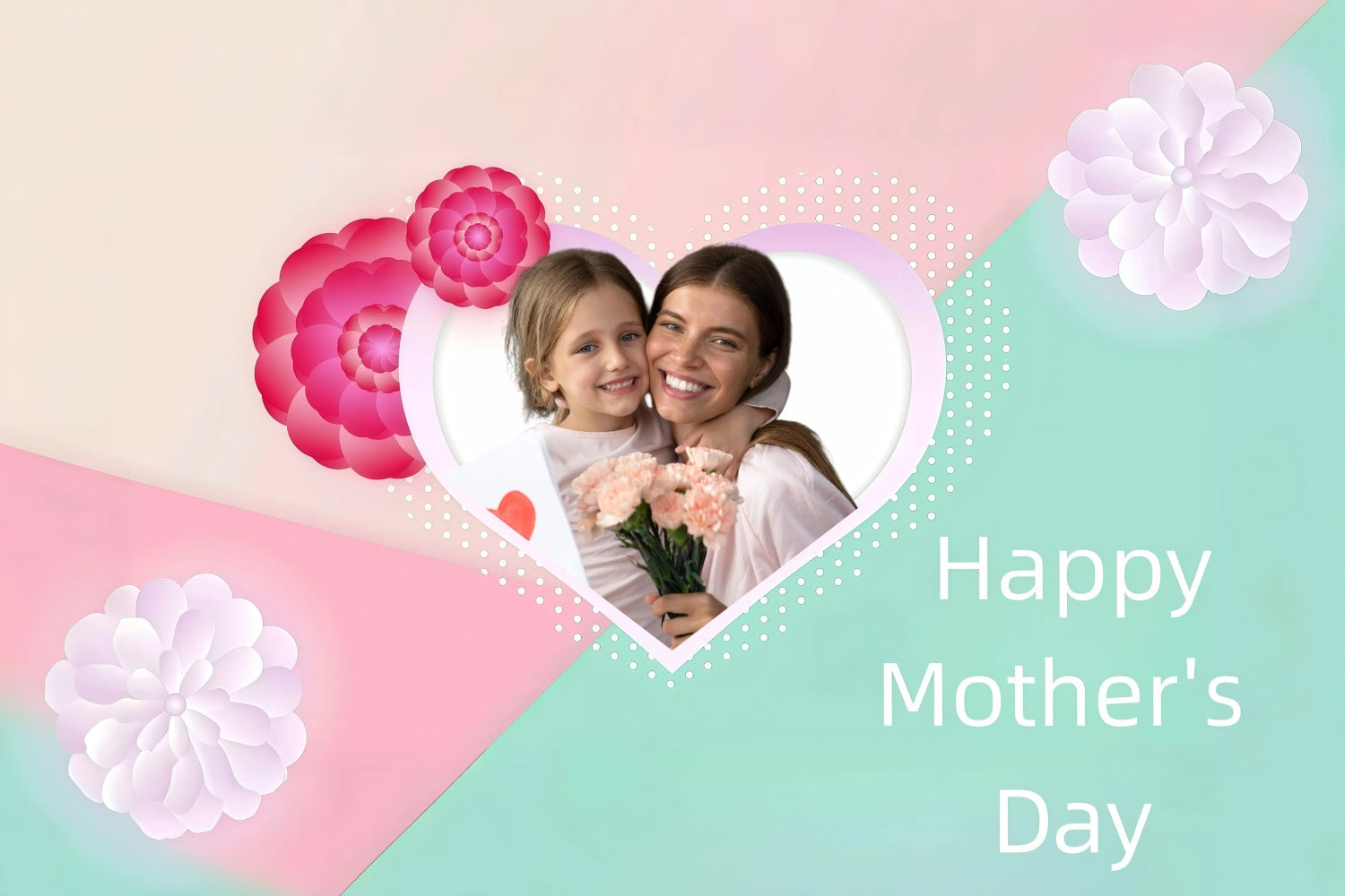 Mother's Day Backdrop Floral Heart Frame Personalized Backdrop UK GQ3-187