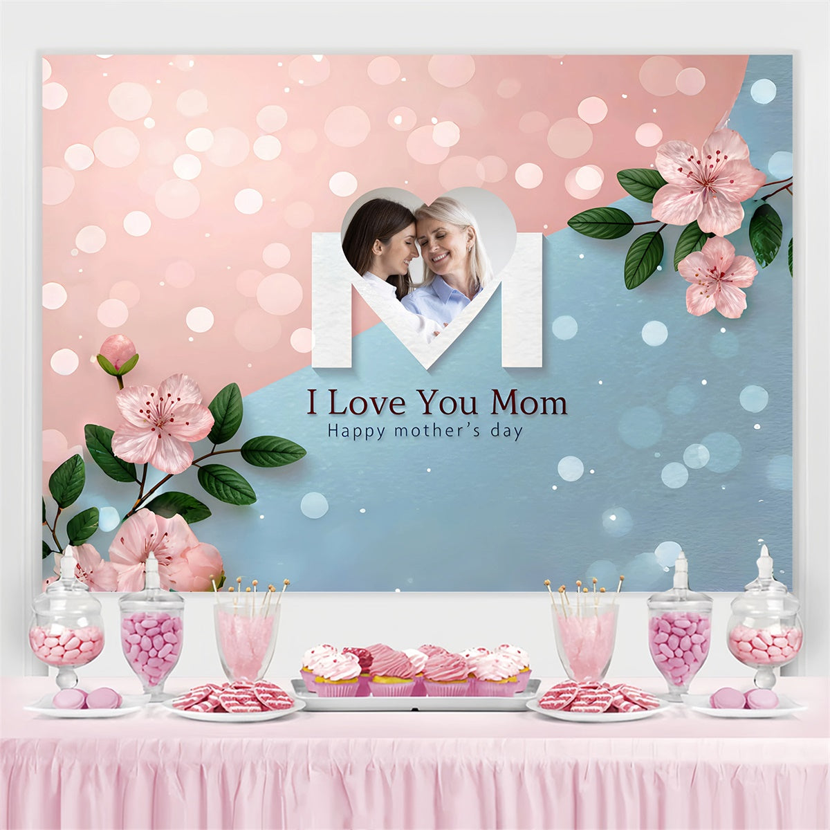 Mothers Day Backdrop Ideas Delicate Blossoms Bokeh Custom Backdrop UK GQ3-190