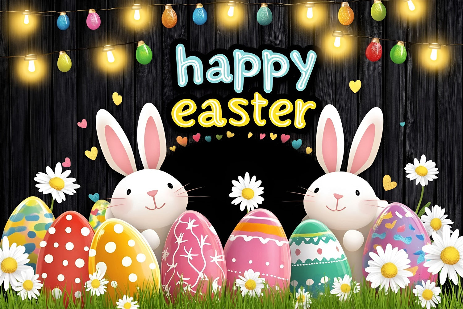Easter Backdrops For Photos Nighttime Sparkle Bunny Custom Backdrop UK GQ3-213