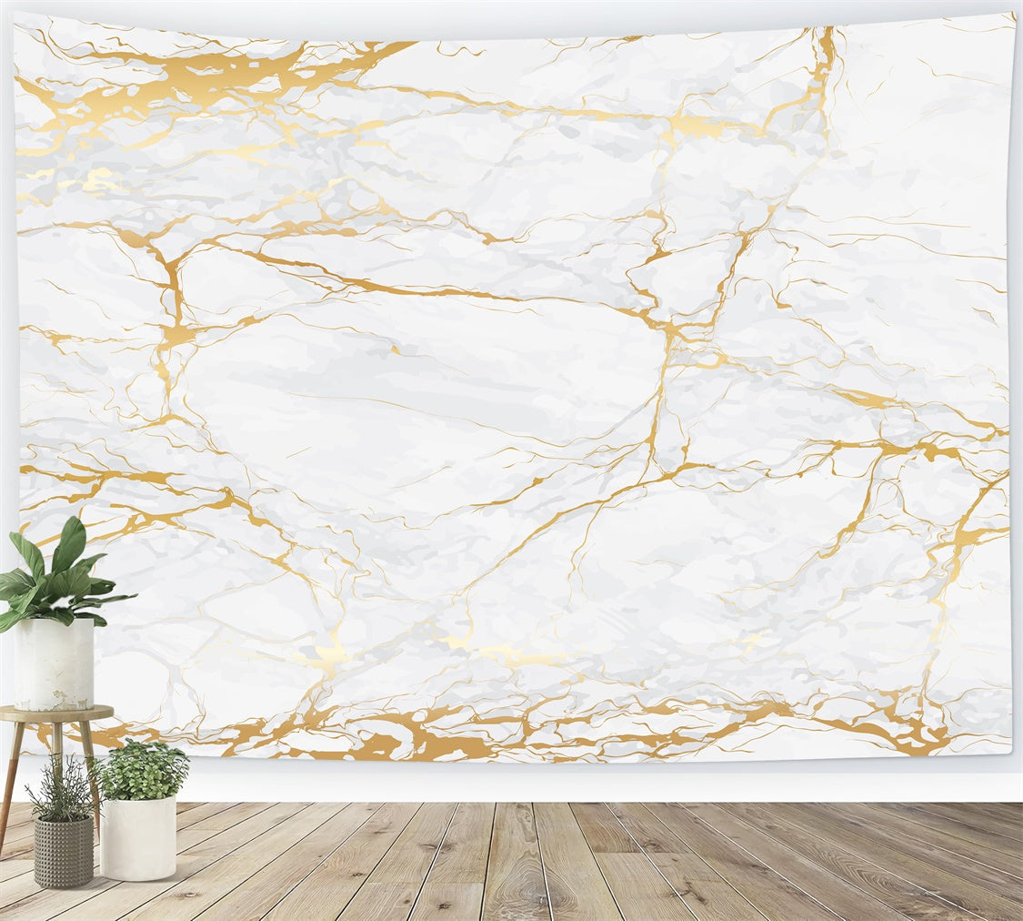 Marble Photography Backdrop White Marble Gold Crack Backdrop UK GQ4-145
