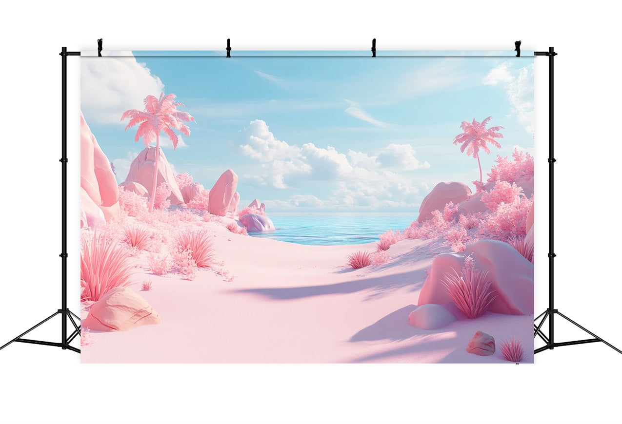 Summer Photo Backdrop Pink Paradise Cloud Beach Backdrop UK GQ4-250