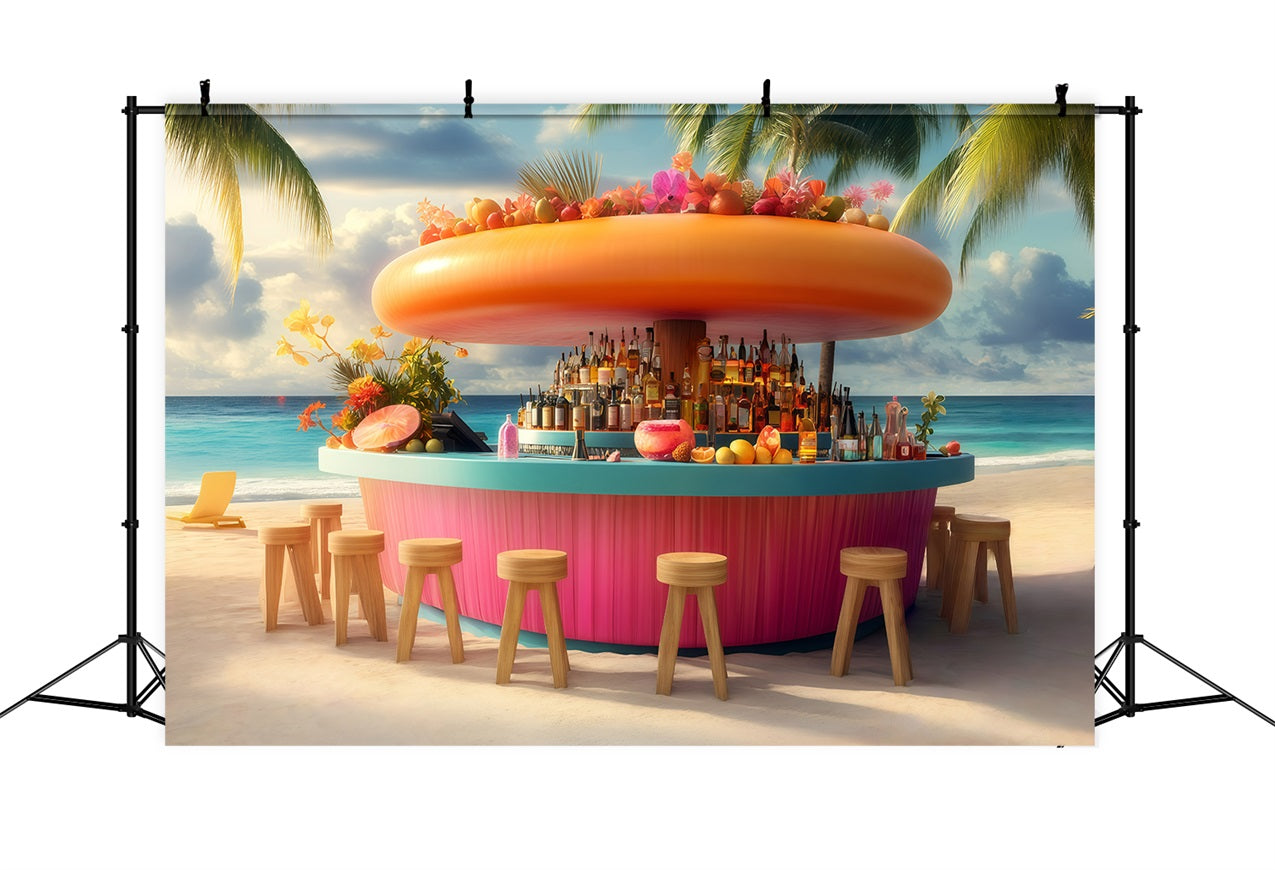 Tropical Backdrops Beachside Drink Bar Summer Backdrop UK GQ4-257
