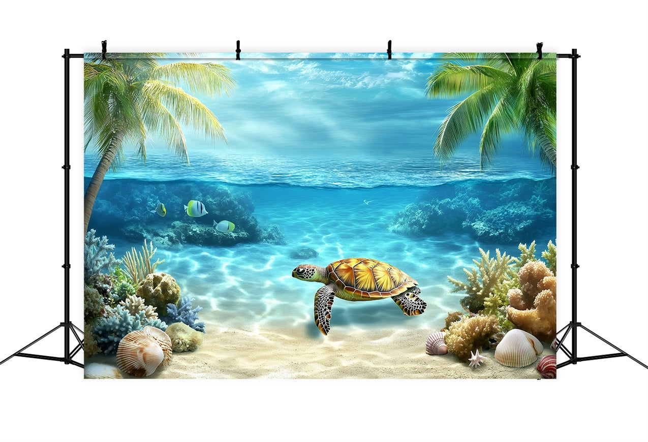 Tropical Backdrop Underwater Turtle Summer Backdrop UK GQ4-264
