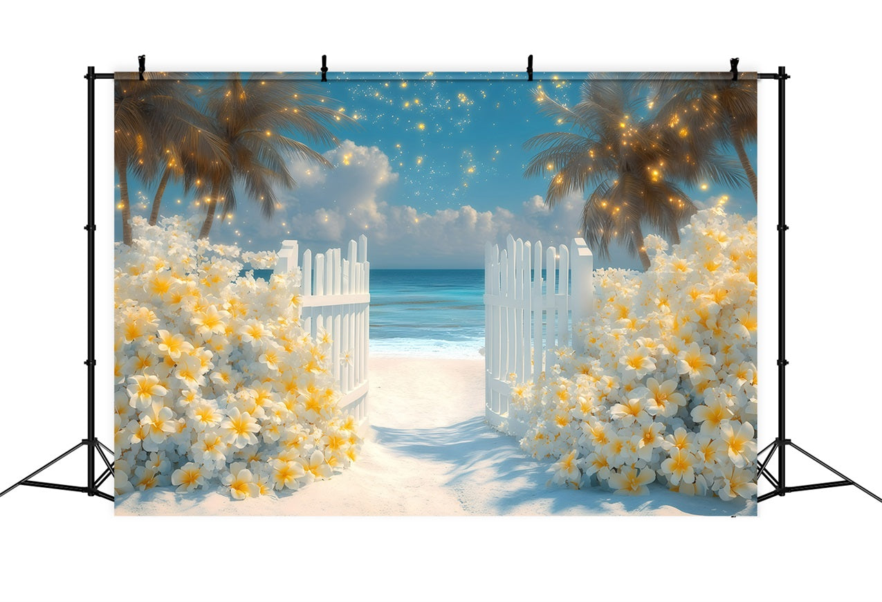 Summer Backdrops Tropical Blossoms Seaside Backdrop UK GQ4-268