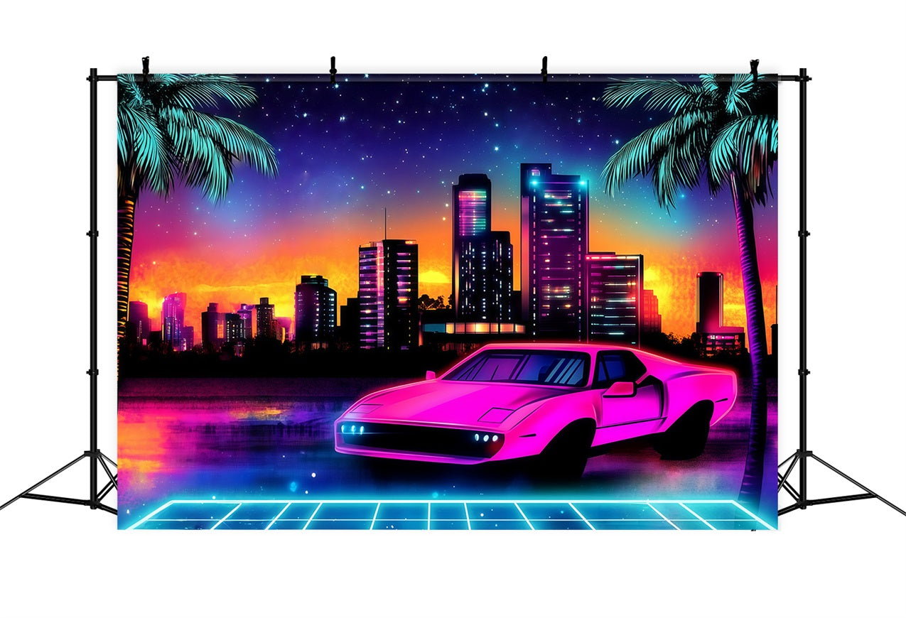 Tropical Backdrop Glow City Car Summer Backdrop UK GQ4-270