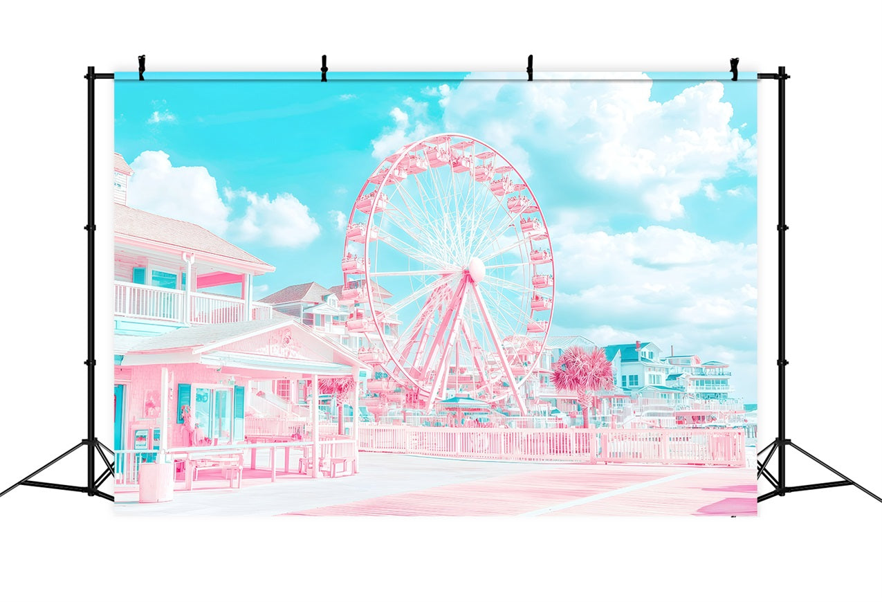 Beach Scene Backdrop Ferris Wheel Coastal Summer Backdrop UK GQ4-275