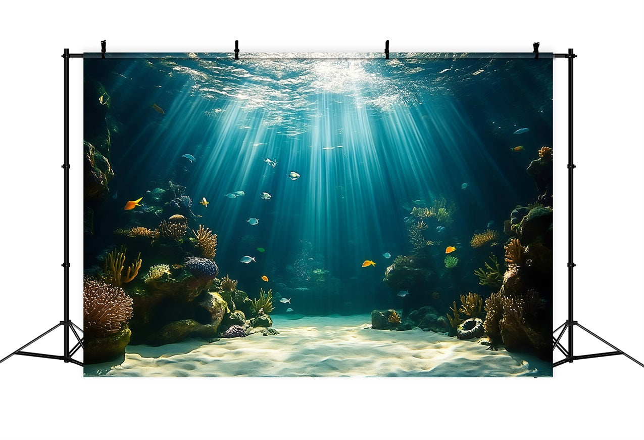 Summer Photo Backdrop Reef Light Rays Scene Backdrop UK GQ4-276