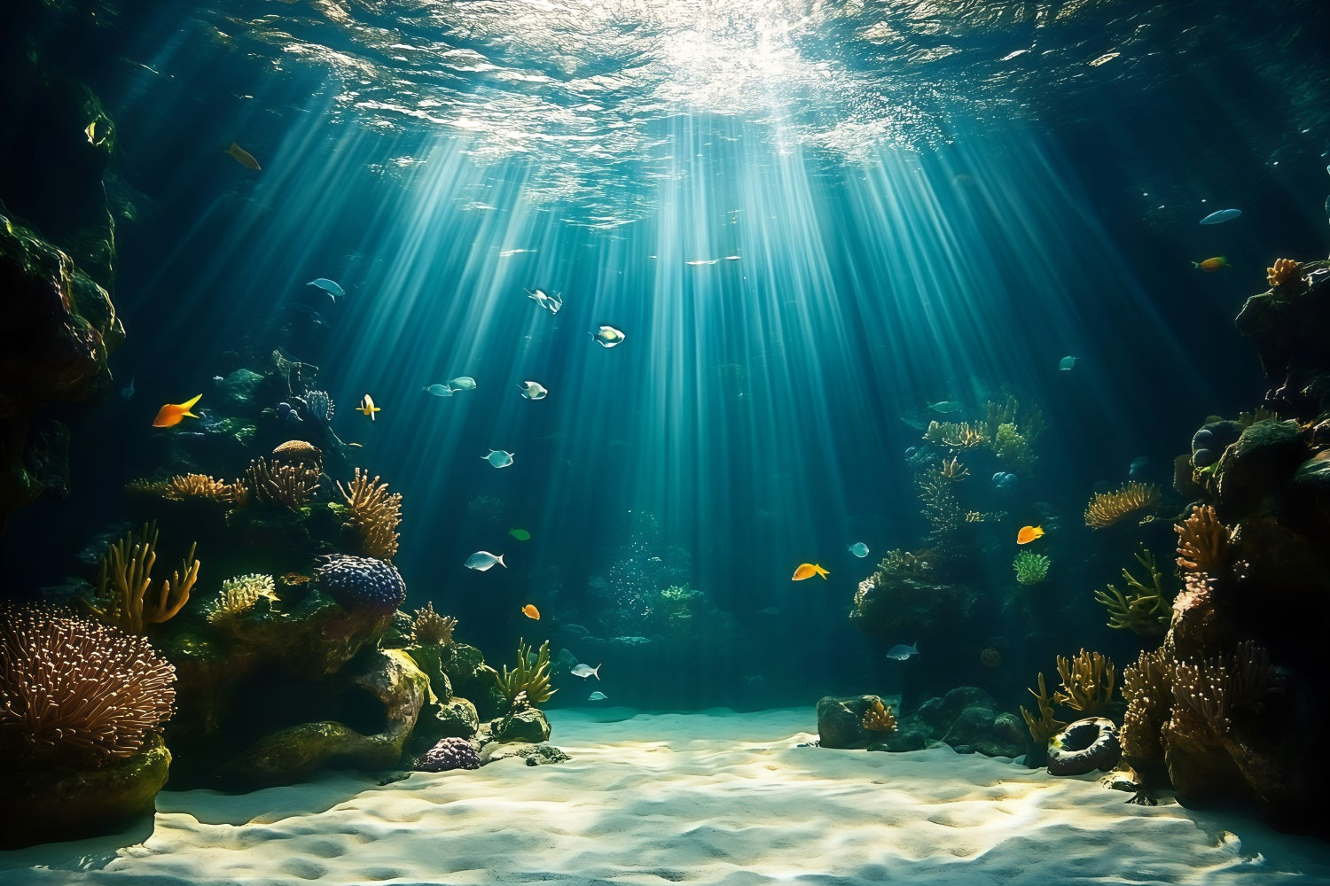 Summer Photo Backdrop Reef Light Rays Scene Backdrop UK GQ4-276