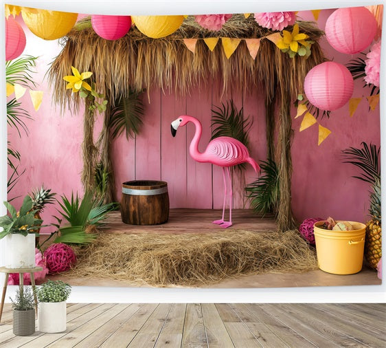 Summer Backdrops Tropical Flamingo Party Backdrop UK GQ4-285