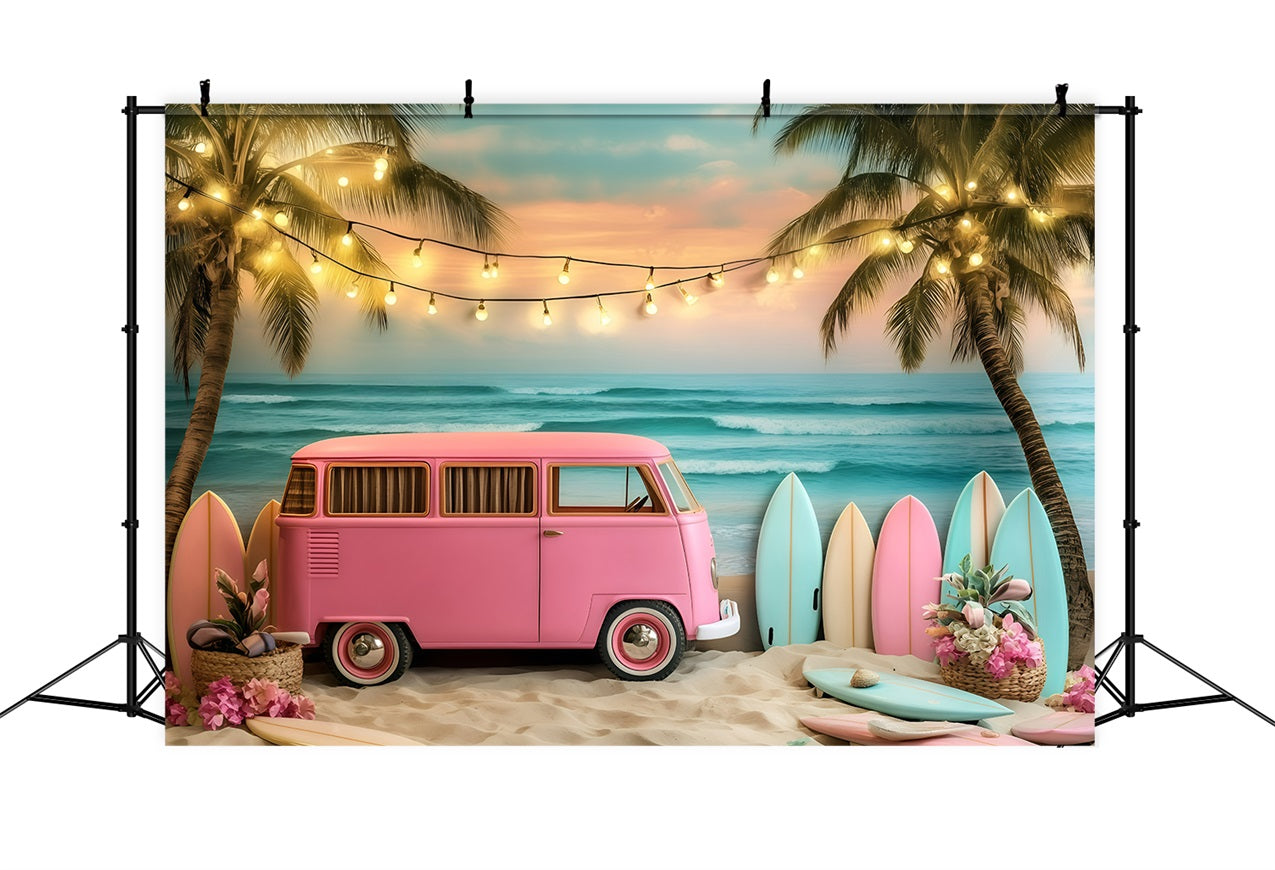 Tropical Photo Backdrop Beach Van Summer Surfing Backdrop UK GQ4-290