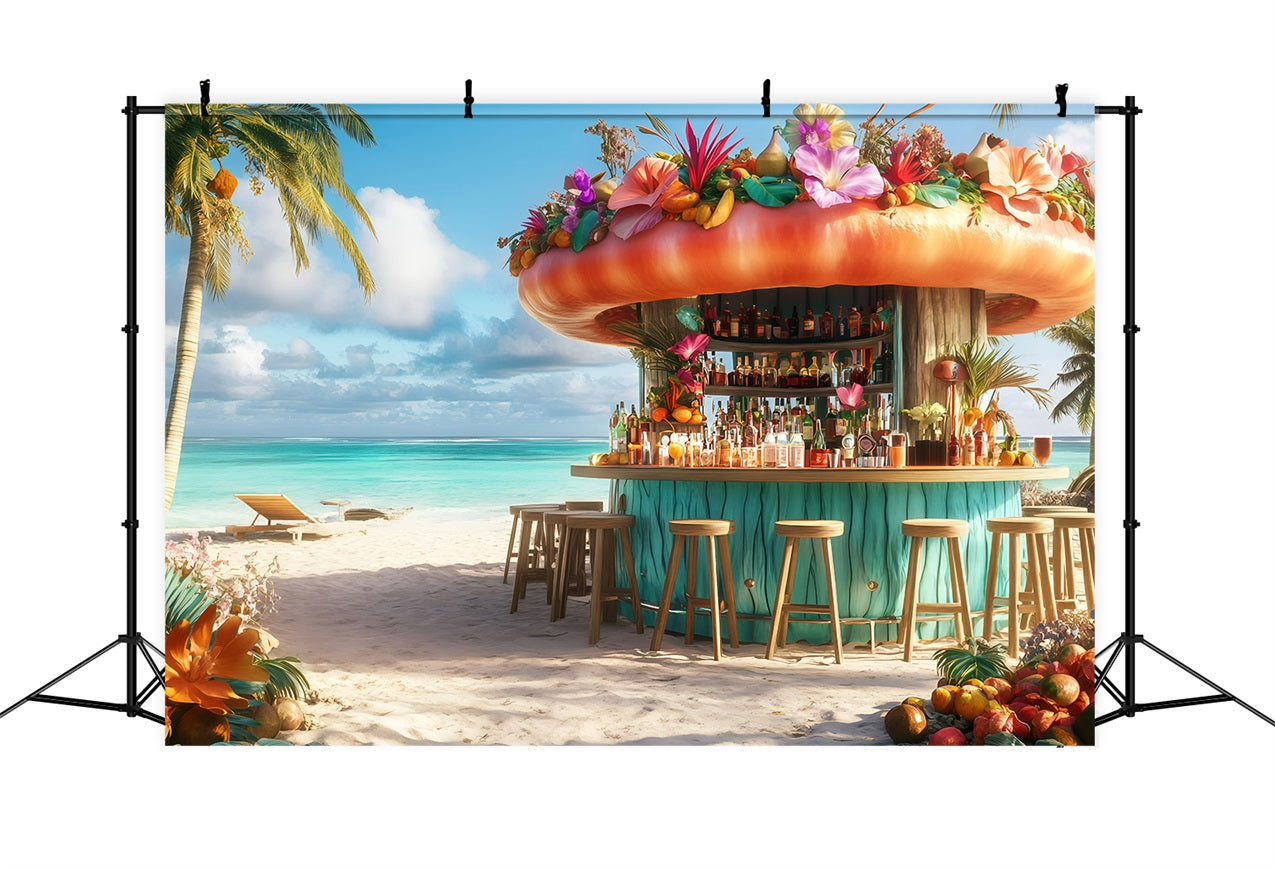 Beach Scene Backdrop Summer Cocktail Bar Paradise Backdrop UK GQ4-293