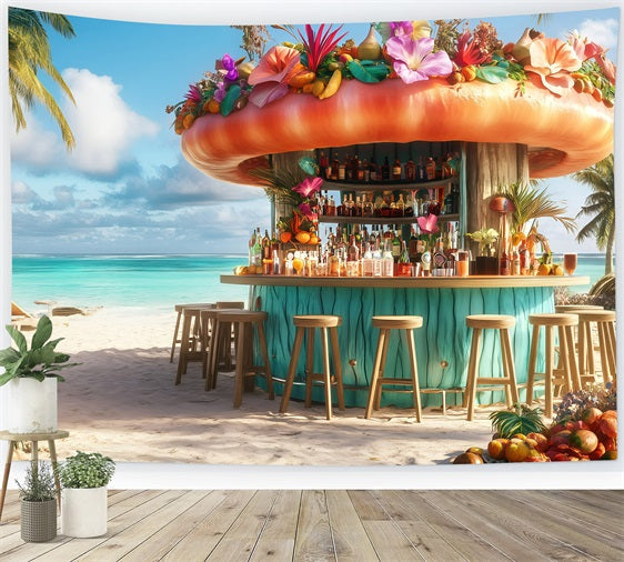 Beach Scene Backdrop Summer Cocktail Bar Paradise Backdrop UK GQ4-293