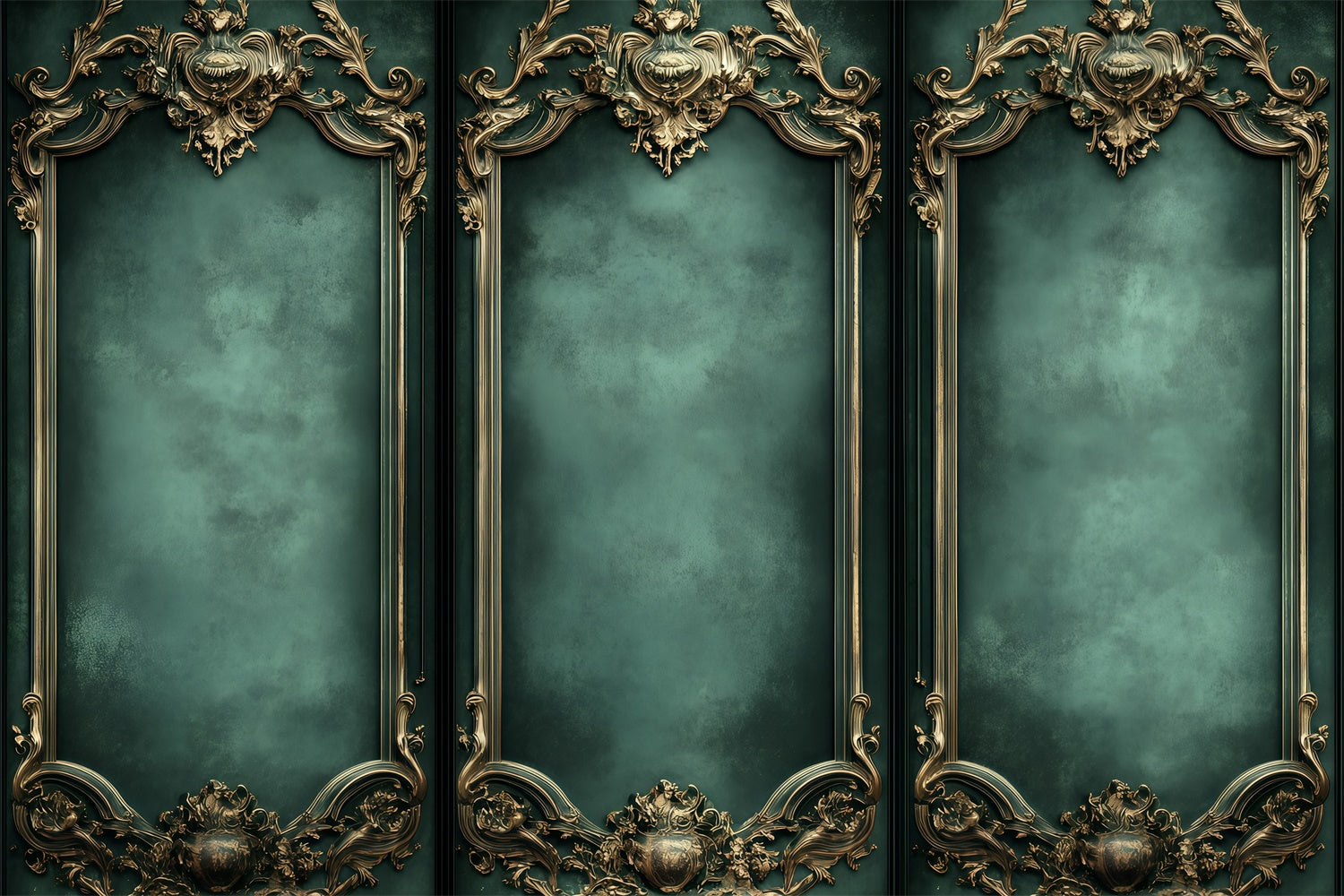 Vintage Wall Backdrop Opulent Green Baroque Walls Backdrop UK GQ4-305