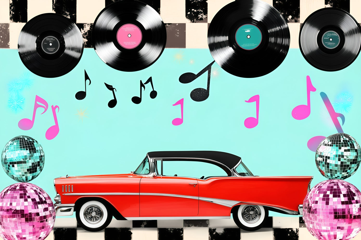 80s Photography Backdrop Retro Vinyl Records Vintage Backdrops UK GQ4-309