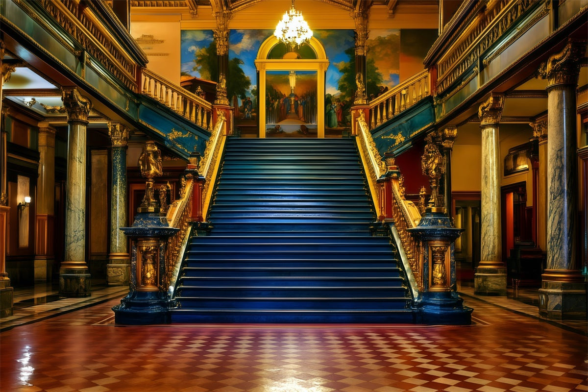 Vintage Backdrop For Photoshoot Grand Royal Staircase Backdrop UK GQ4-321