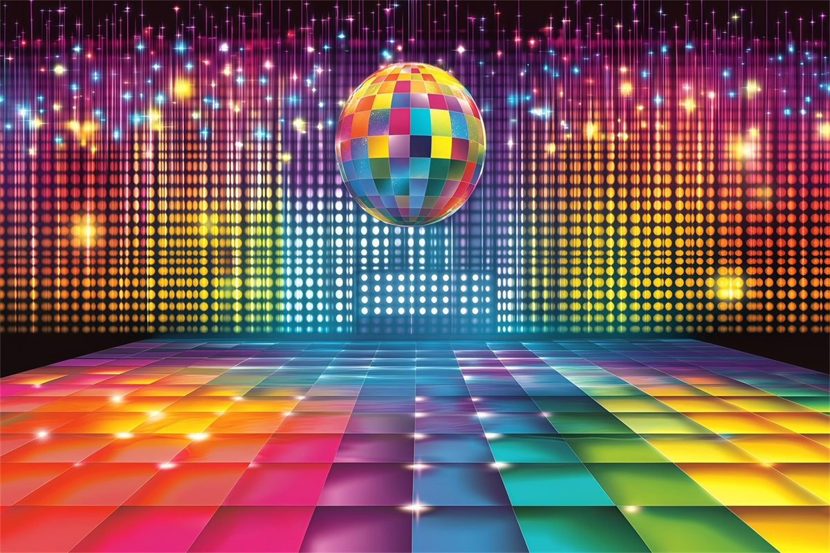 Vintage Backdrops For Photography Colorful Disco Lights Backdrop UK GQ4-333