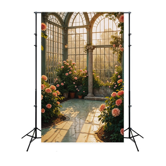Antique Backdrop Elegant Floral Garden Pillar Vintage Photo Backdrop UK GQ4-339