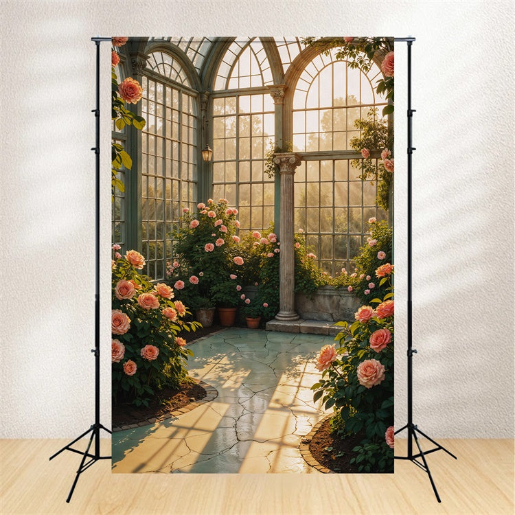 Antique Backdrop Elegant Floral Garden Pillar Vintage Photo Backdrop UK GQ4-339