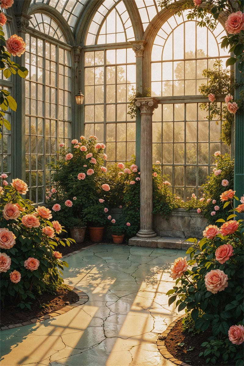 Antique Backdrop Elegant Floral Garden Pillar Vintage Photo Backdrop UK GQ4-339