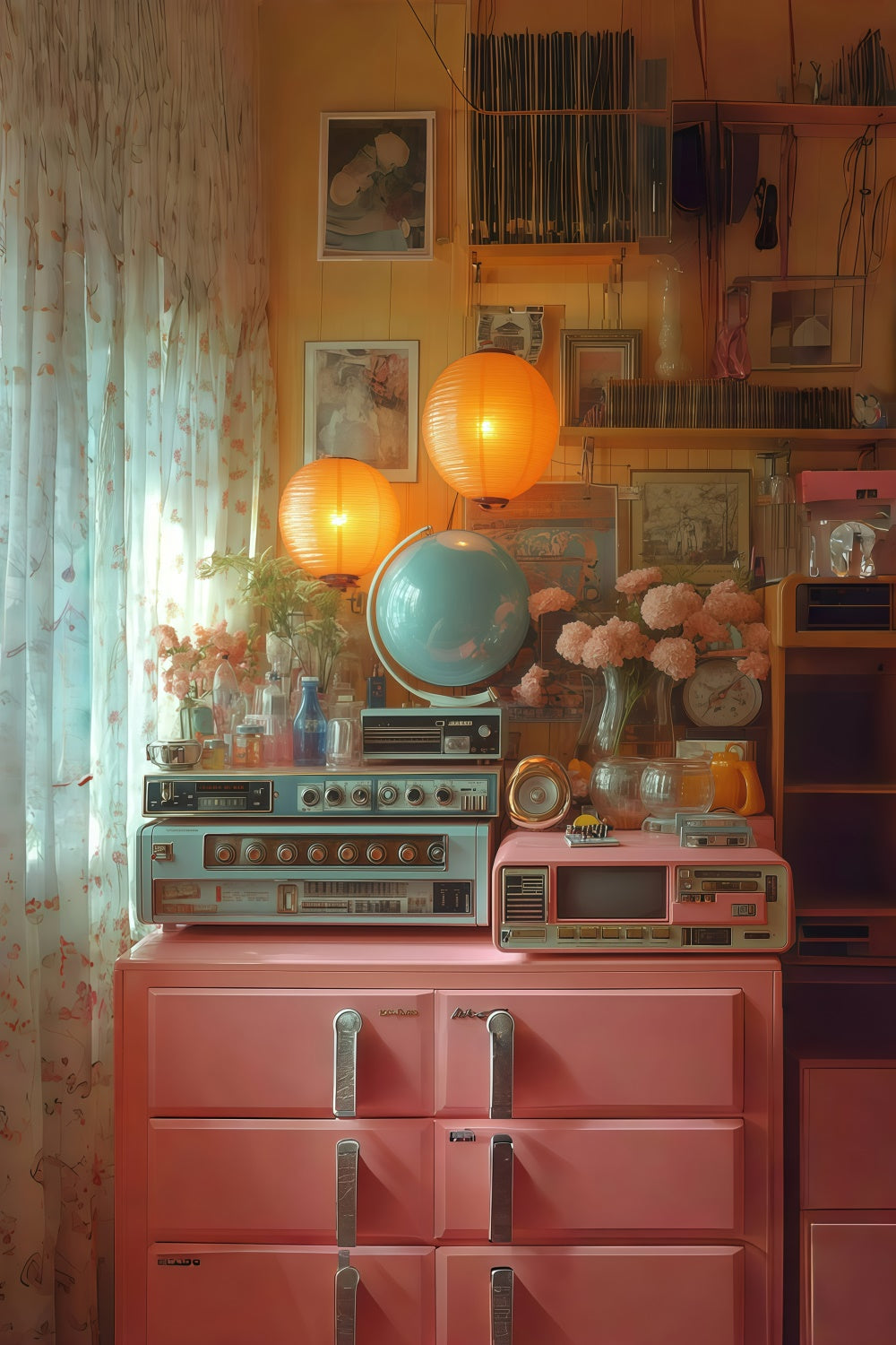 Vintage Photography Backdrops Colorful Vintage Bedroom Backdrop UK GQ4-344