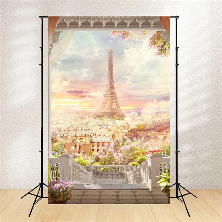 Paris Themed Photo Backdrop Elegant Balcony Paris City Backdrop UK GQ4-49