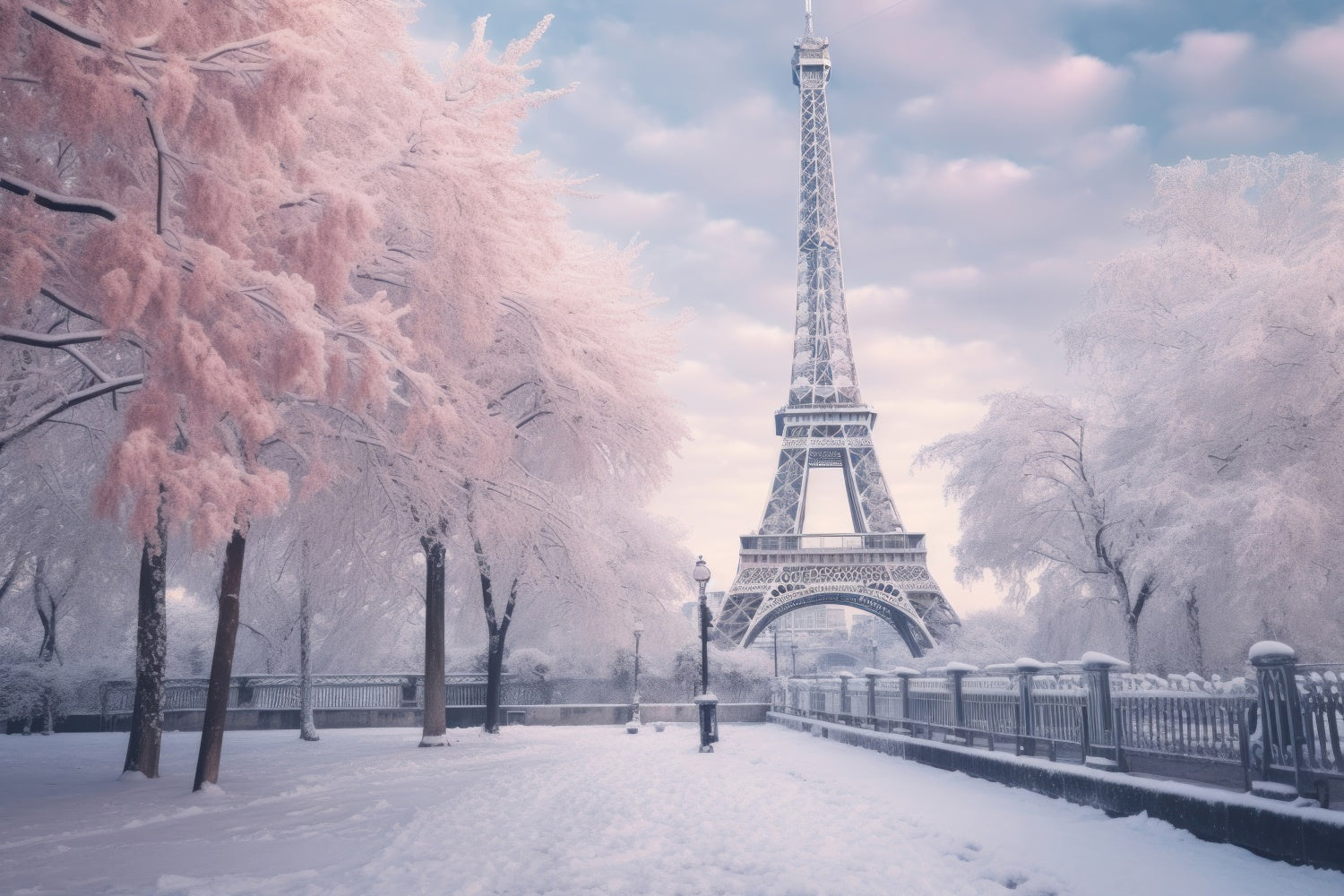 Paris Backdrop Photography Eiffel Tower Winter Scene Backdrop UK GQ4-53