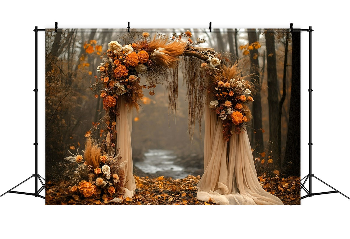 Autumn Photo Backdrop Rustic Floral Arch Backdrop UK GQ5-100