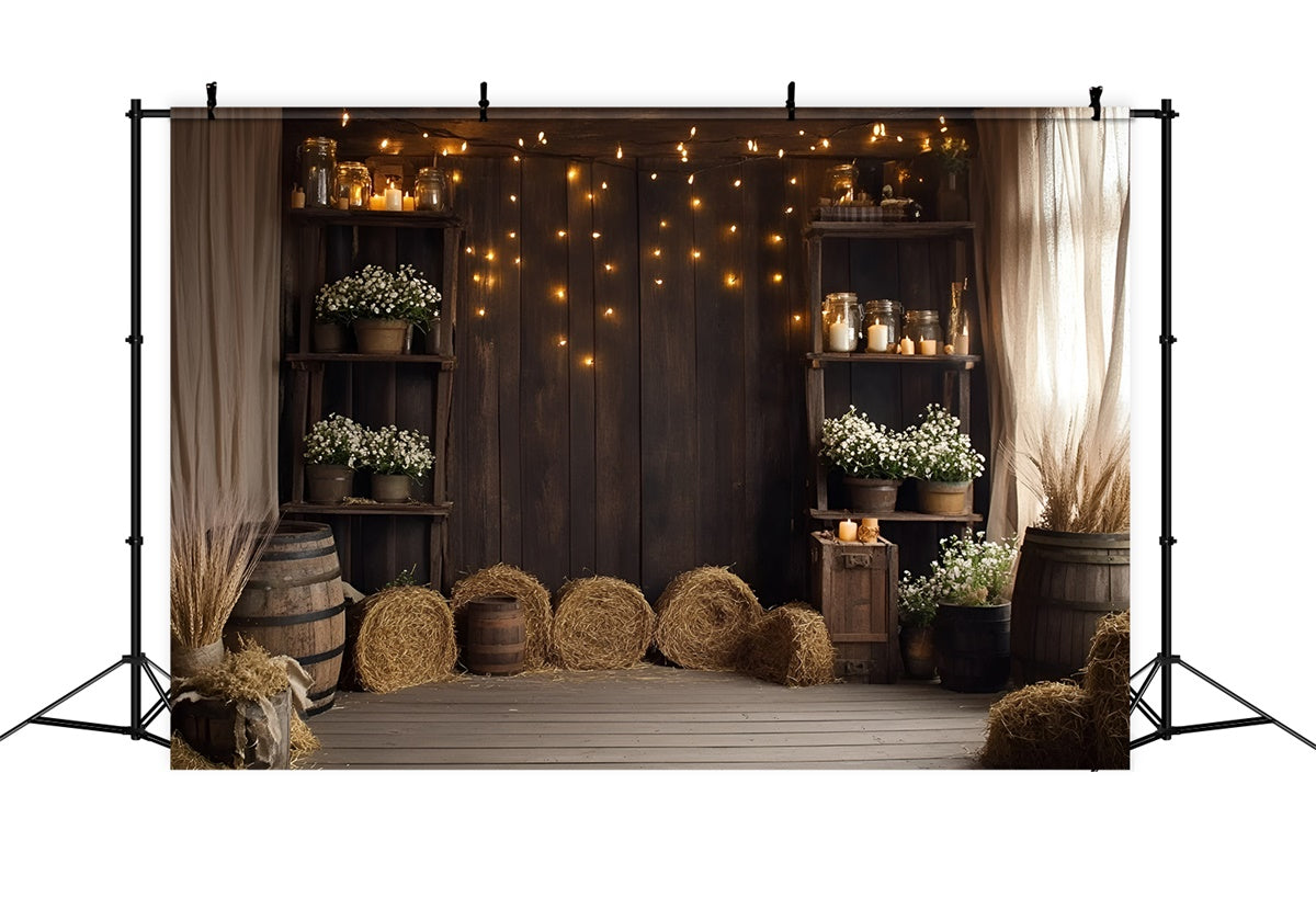 Fall Photography Backdrops Hay Bale Rustic Wood Backdrop UK GQ5-102