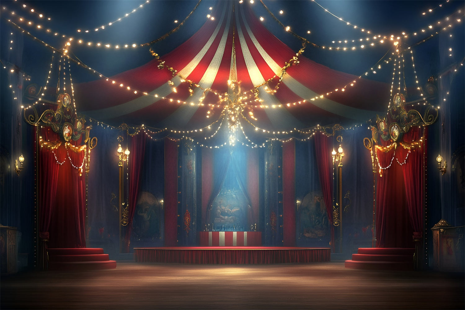 Vintage Circus Backdrop Night Circus String Lights Backdrop UK GQ5-109