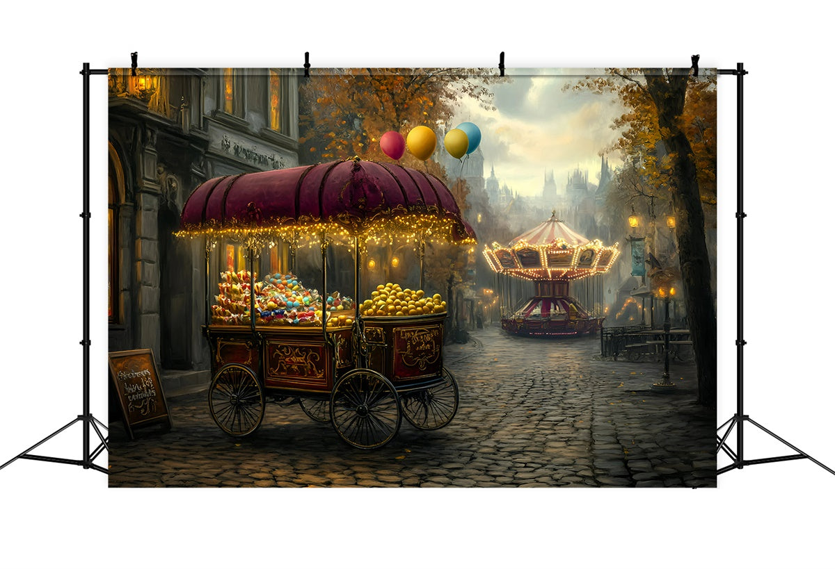 Carnival Photo Backdrop Carnival Treat Cart Night Backdrop UK GQ5-112