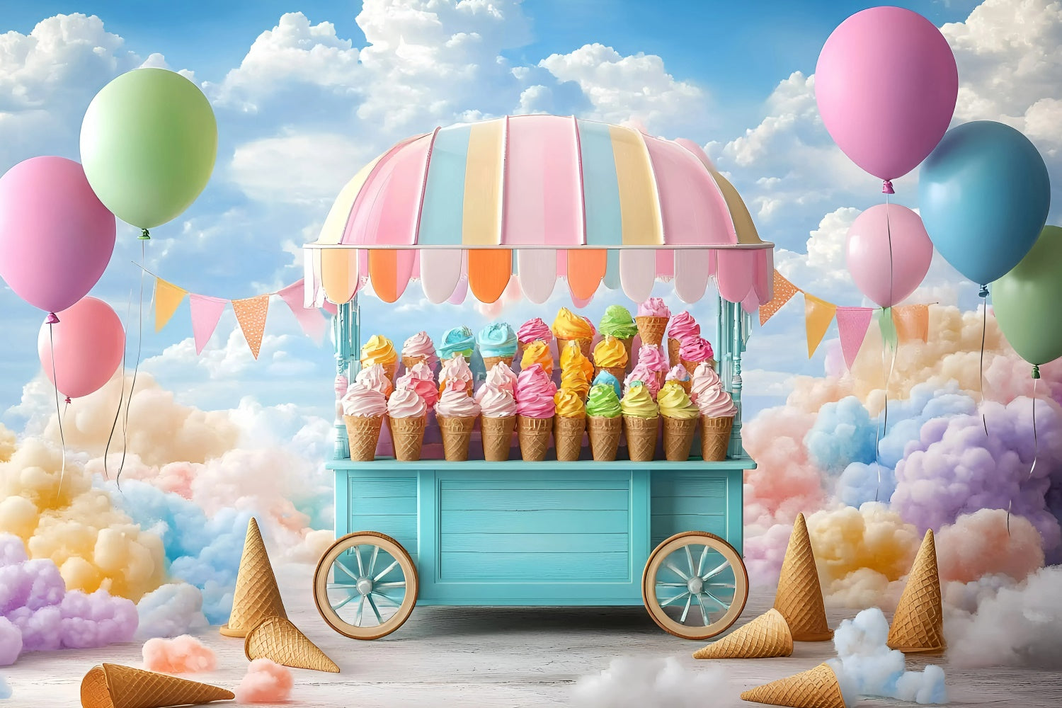 Newborn Photography Backdrop Ice Cream Carnival Backdrop UK GQ5-139