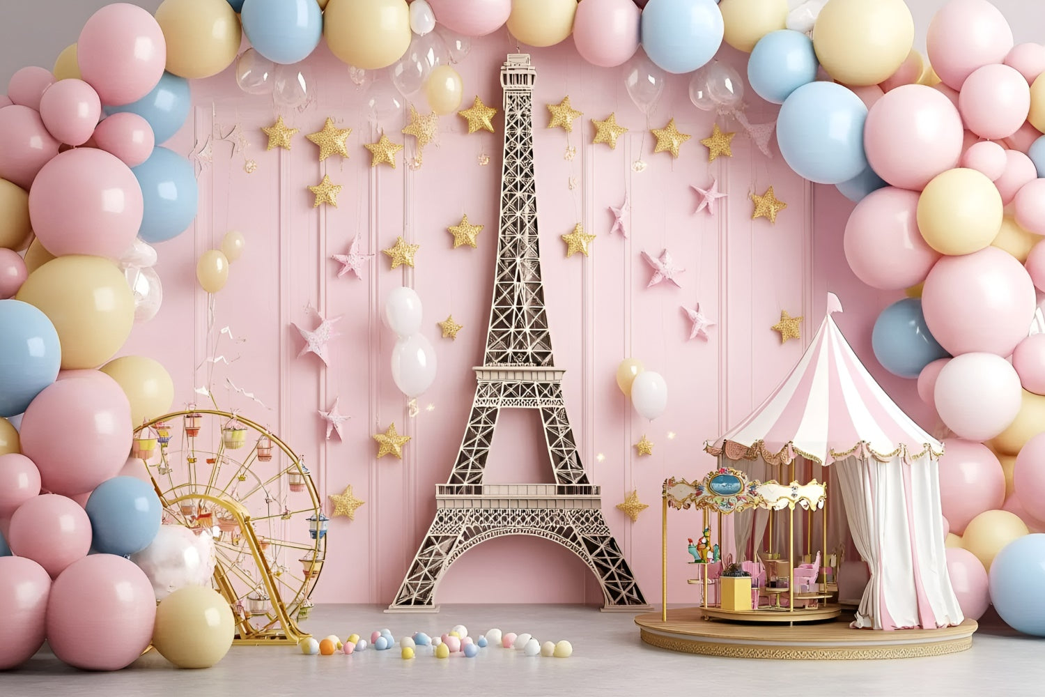 Kids Photo Backdrop Balloon Paris Dreamland Backdrop UK GQ5-140