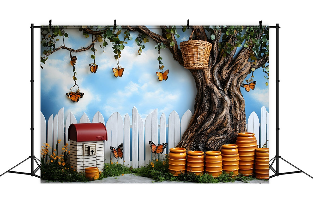 Butterfly Backdrops Honey Jar Summer Fence Kids Backdrops UK GQ5-145