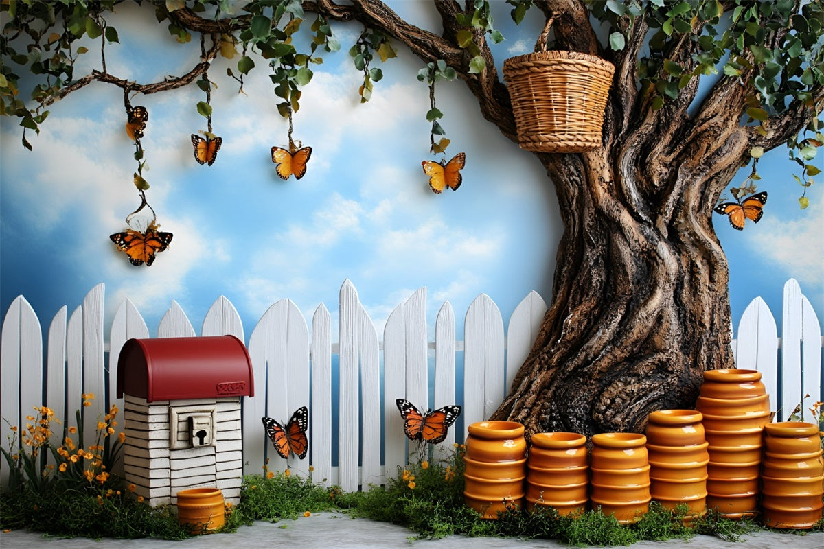 Butterfly Backdrops Honey Jar Summer Fence Kids Backdrops UK GQ5-145