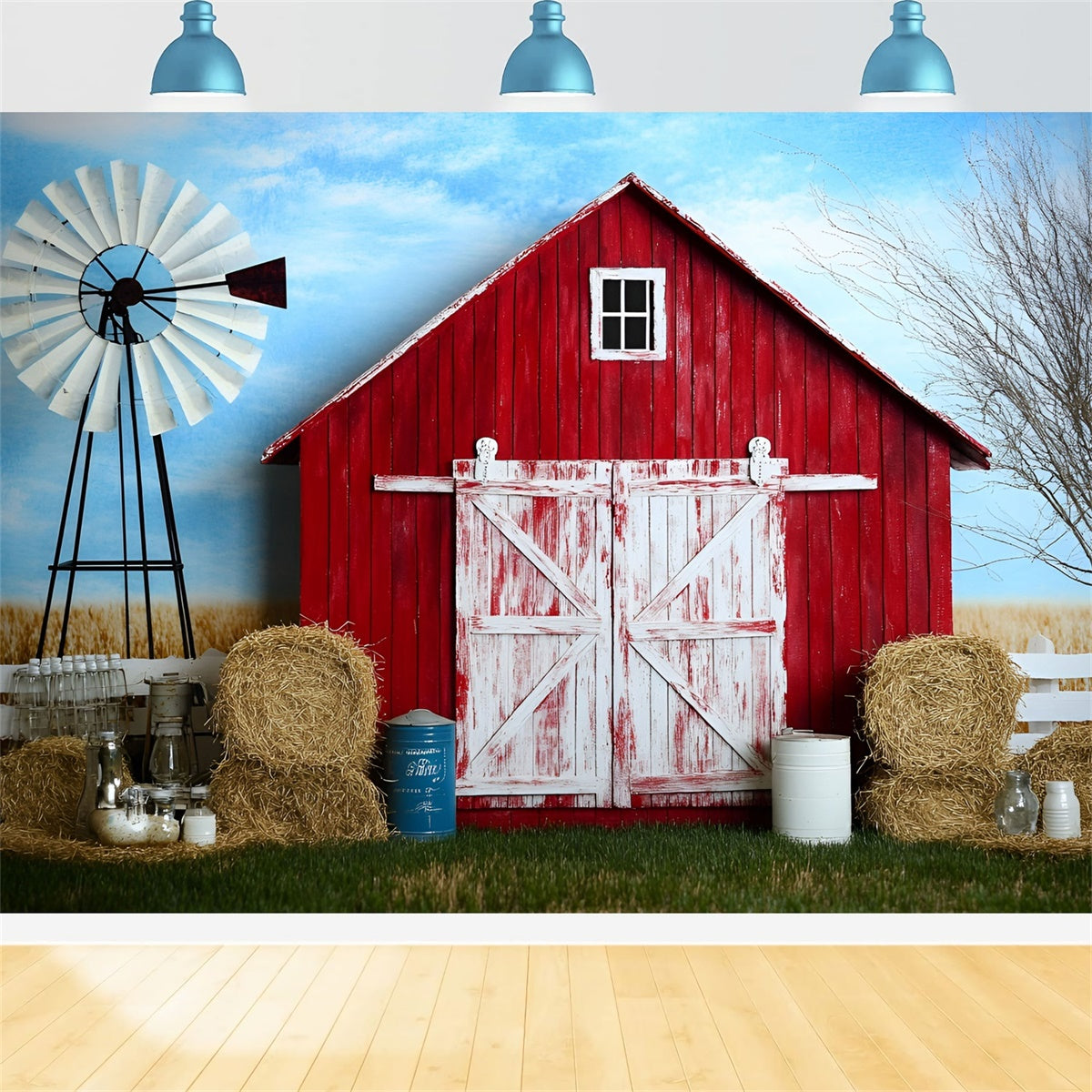 Photography Backdrops For Kids Red Barn Farm Days Backdrop UK GQ5-147