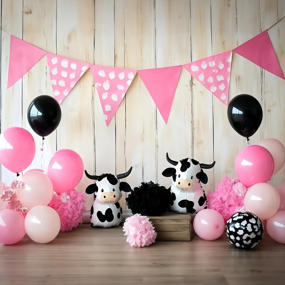 Newborn Photography Backdrops Cute Cow Balloon Backdrop UK GQ5-148