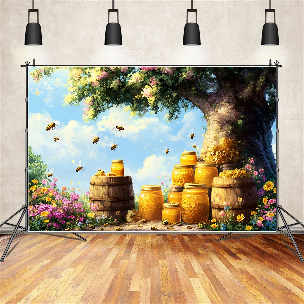 Newborn Photography Backdrop Sunshine Bees Blossoms Backdrop UK GQ5-150