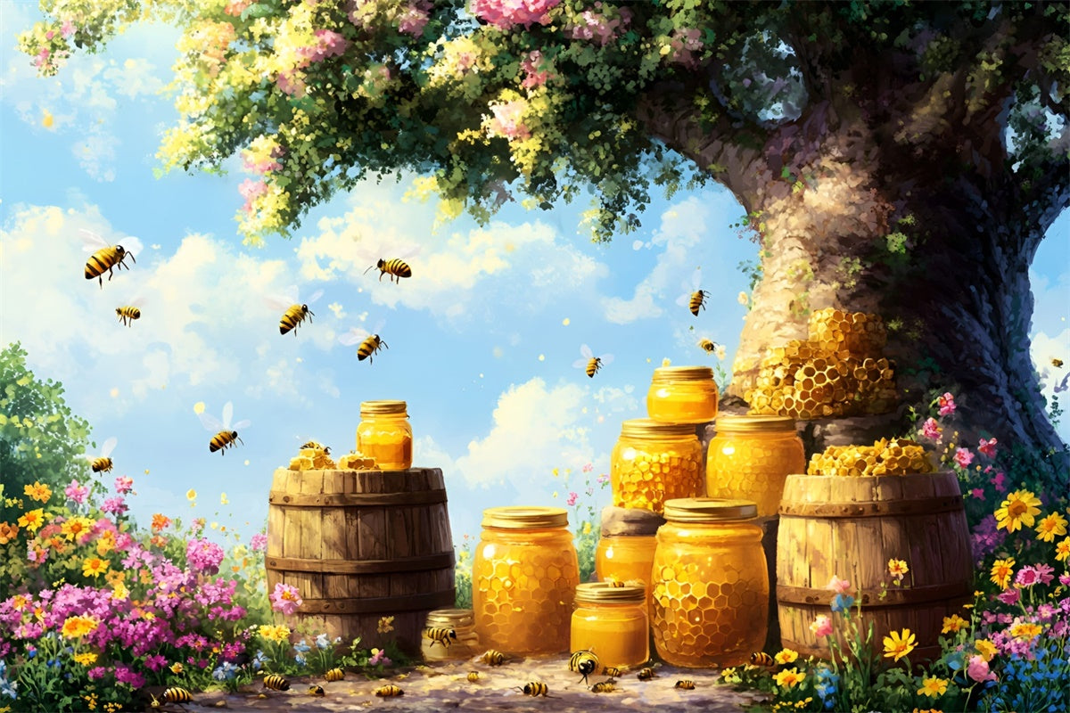 Newborn Photography Backdrop Sunshine Bees Blossoms Backdrop UK GQ5-150